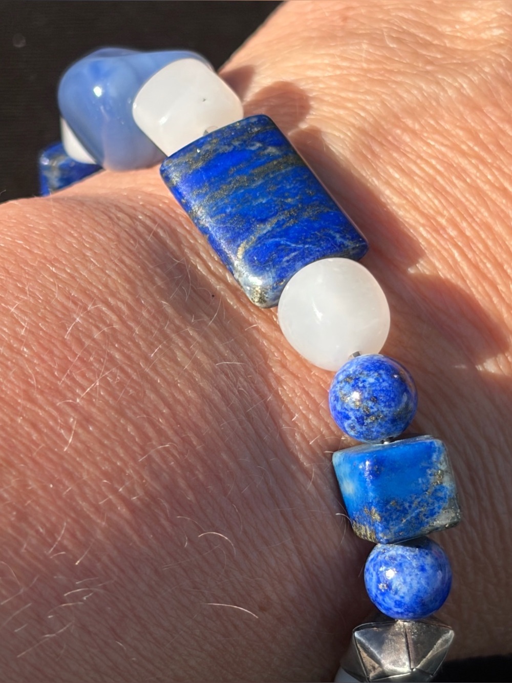 Lapis Lazuli, Quartz, .925 Artisan Hand Crafted Bracelet